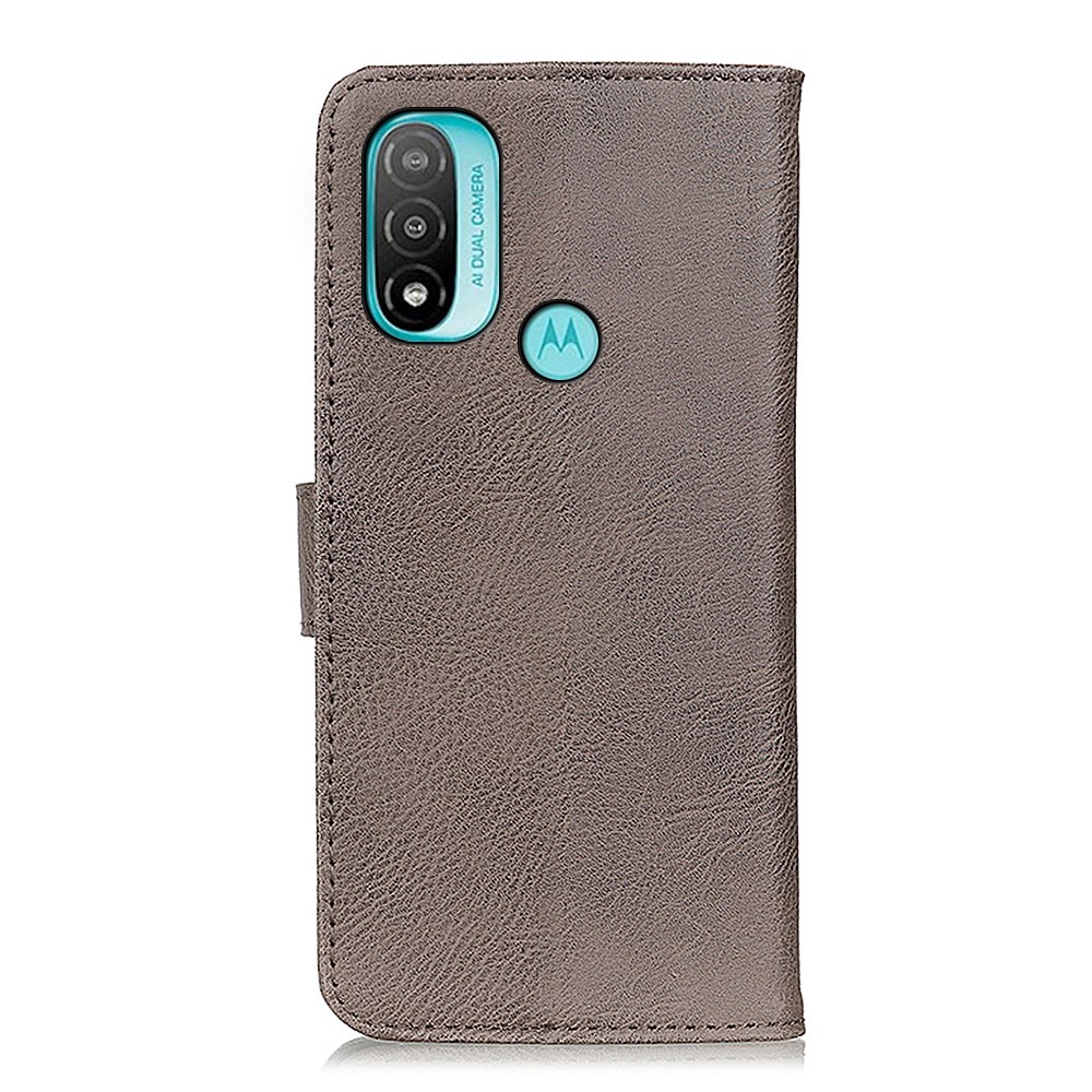KHAZNEH Magnetic Closure PU Leather Wallet Folding Stand Flip Protective Cover for Motorola Moto E20 / E30 / E40 - Khaki-3