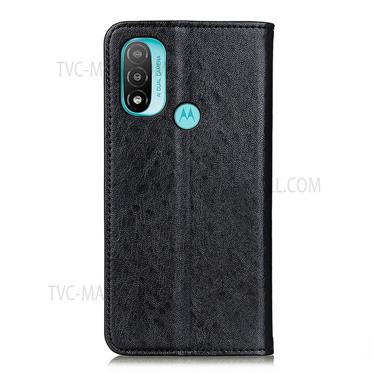 Flip Book Style Crazy Horse Texture PU Leather Wallet Stand Auto Closing Magnetic Cover for Motorola Moto E20 / E30 / E40 - Black-3