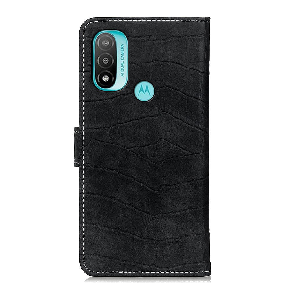 Crocodile Texture PU Leather Folio Flip Wallet Phone Case with Stand Magnetic Closure for Motorola Moto E20 / E30 / E40 - Black-3