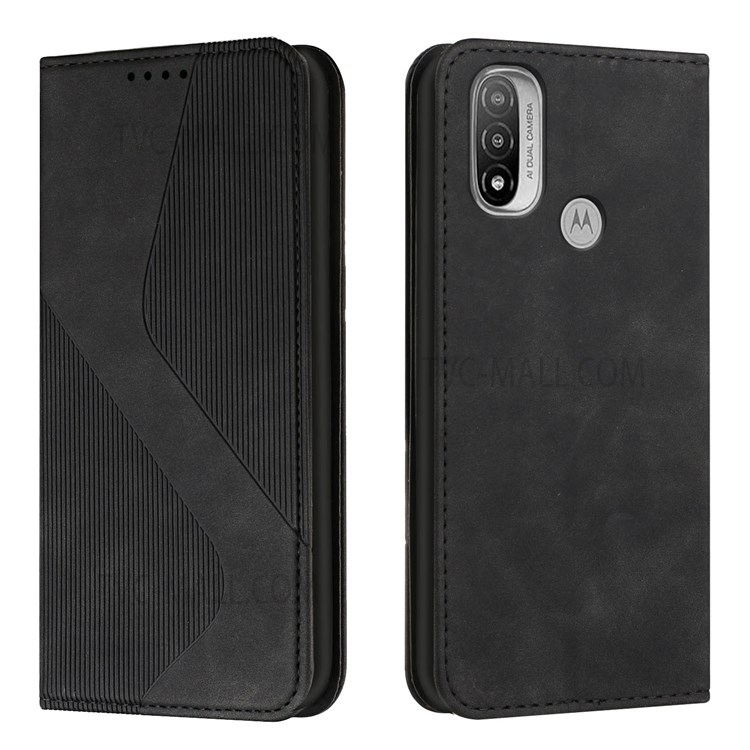Full Protective Business Style Skin-touch Feel Phone Cover Case with Stand for Motorola Moto E20 - Black-1
