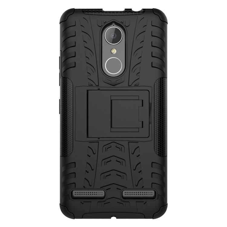 Tyre Pattern PC + TPU Hybrid Case for Lenovo K6 with Kickstand - Black-10