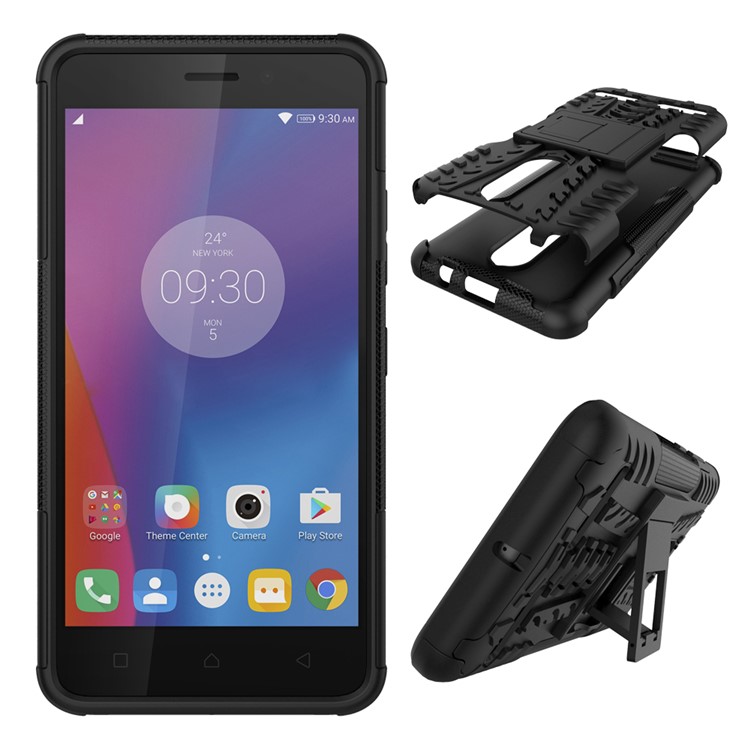Tyre Pattern PC + TPU Hybrid Case for Lenovo K6 with Kickstand - Black-2