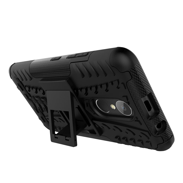 Tyre Pattern PC + TPU Hybrid Case for Lenovo K6 with Kickstand - Black-6