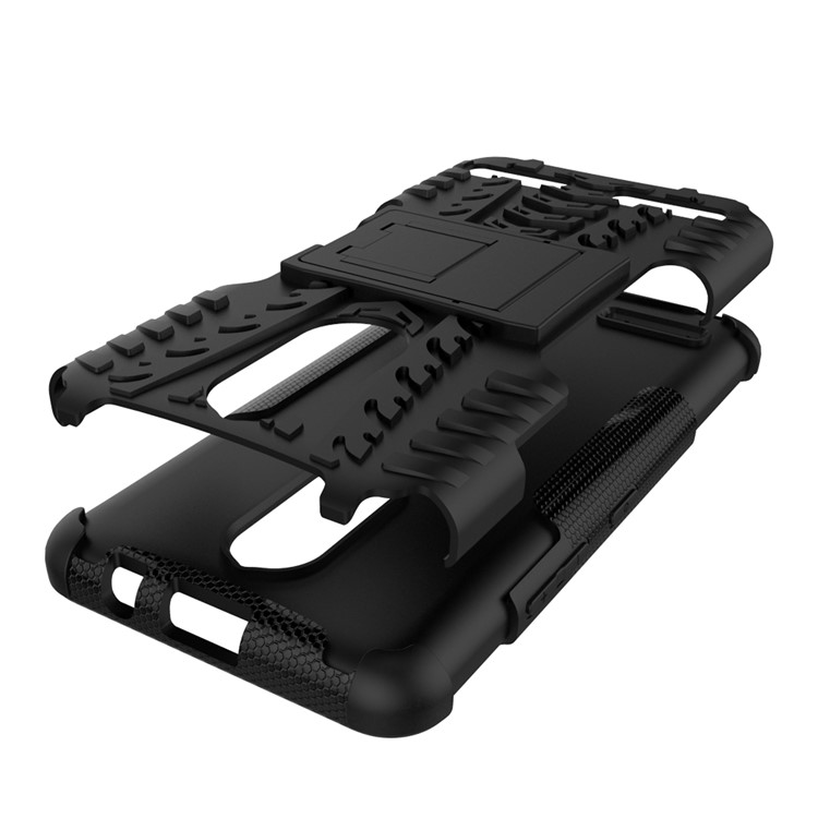 Tyre Pattern PC + TPU Hybrid Case for Lenovo K6 with Kickstand - Black-7