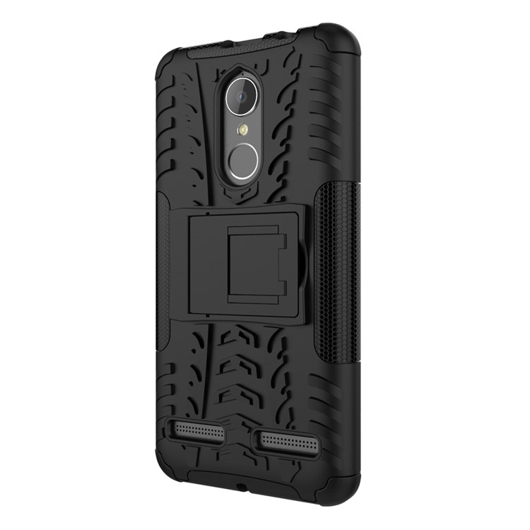 Tyre Pattern PC + TPU Hybrid Case for Lenovo K6 with Kickstand - Black-9