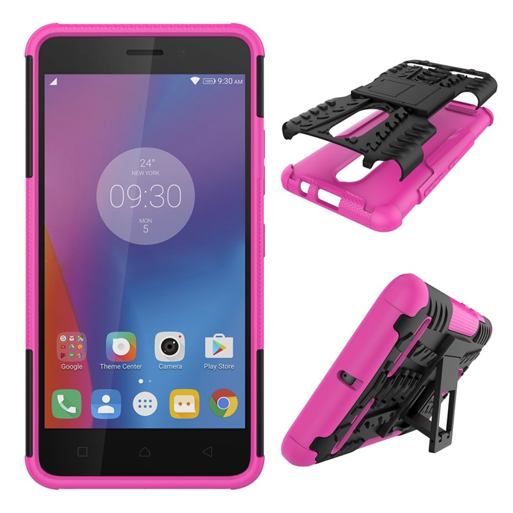 Tyre Pattern PC + TPU Hybrid Back Case for Lenovo K6 with Kickstand - Rose-2