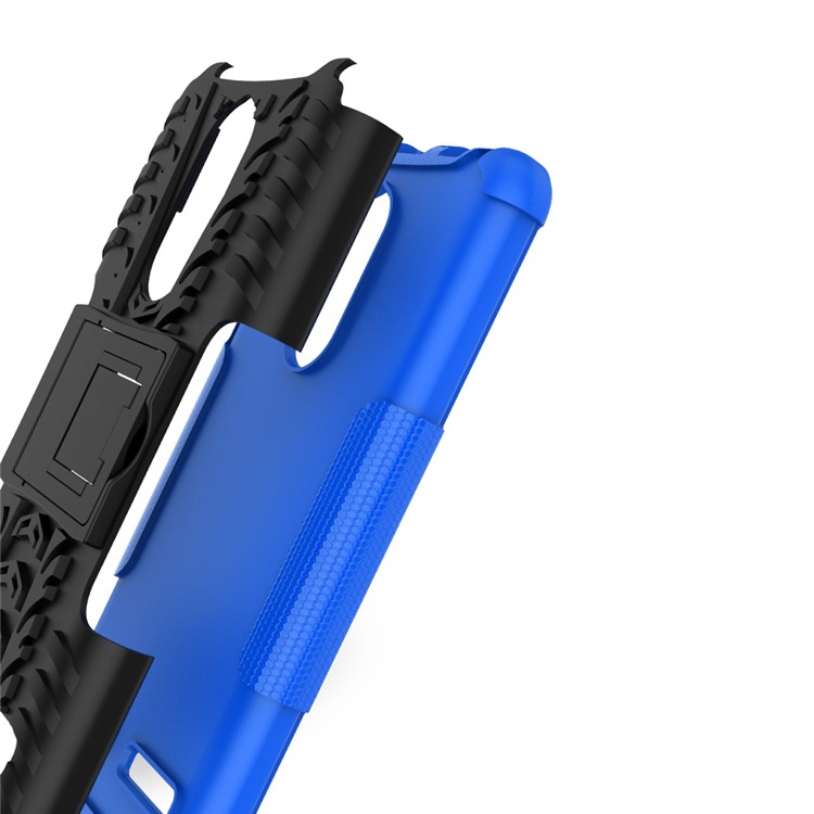 Tyre Pattern PC + TPU Combo Kickstand Cover for Lenovo K6 - Blue-4