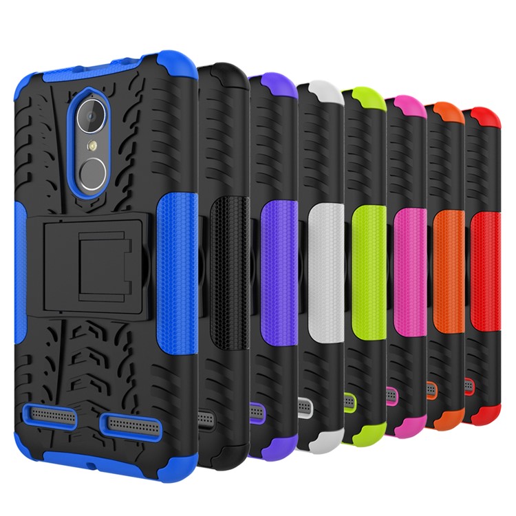 Tyre Pattern PC + TPU Combo Kickstand Cover for Lenovo K6 - Blue-5