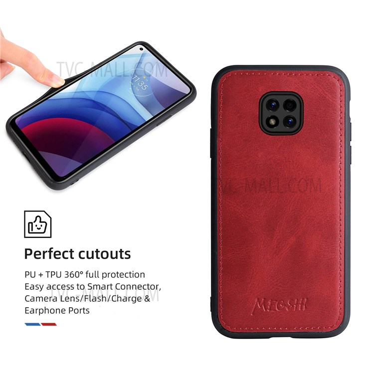 MEGSHI 020 Series Shoulder Strap Drop-proof Stylish Magnetic Wallet Detachable Design PU Leather TPU Case with Stand for Motorola Moto G Power (2021) - Red-9