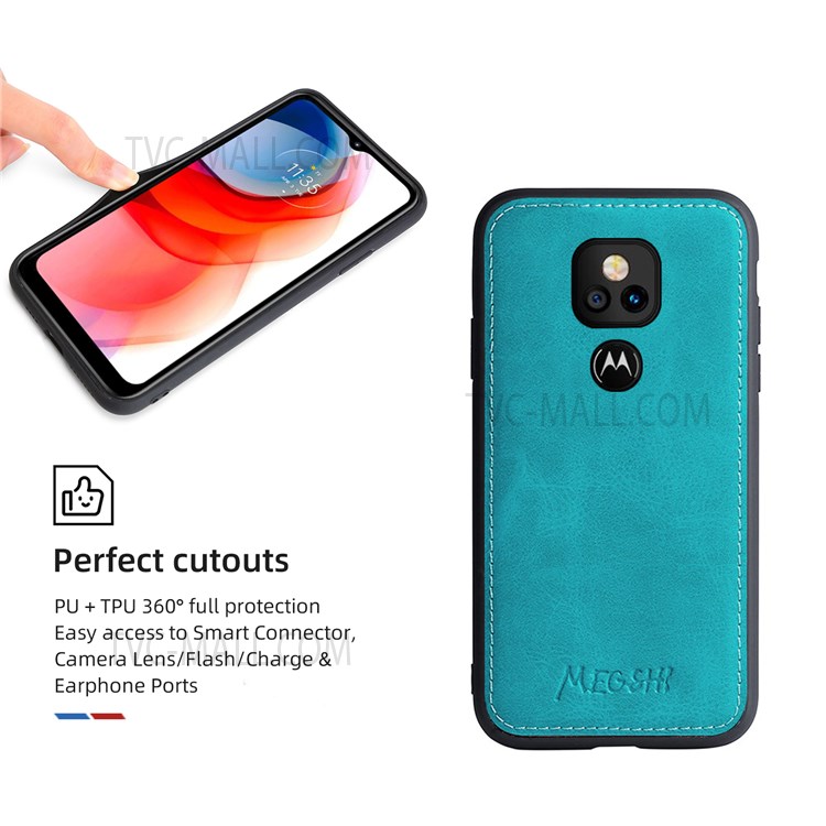 MEGSHI 020 Series Scratch-resistant Magnetic Detachable Design Shockproof PU Leather TPU Wallet Cover Shoulder Bag for Motorola Moto G Play (2021) - Blue-9