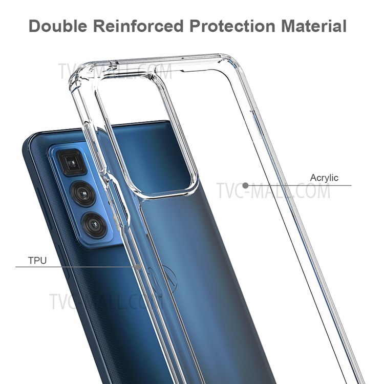 Anti-scratch Ultra Clear Acrylic + TPU Hybrid Case Protective Phone Cover for Motorola Edge 20 Pro-2