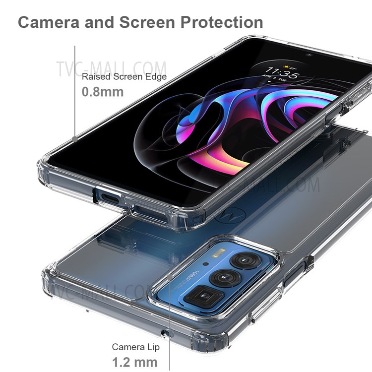 Anti-scratch Ultra Clear Acrylic + TPU Hybrid Case Protective Phone Cover for Motorola Edge 20 Pro-3