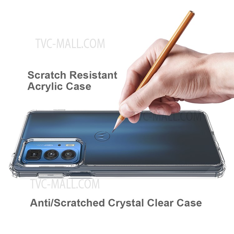 Anti-scratch Ultra Clear Acrylic + TPU Hybrid Case Protective Phone Cover for Motorola Edge 20 Pro-5