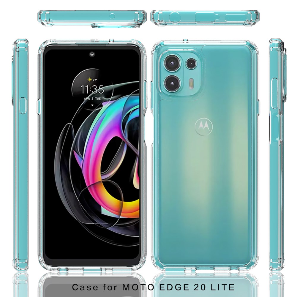 Anti-scratch Drop-protection Acrylic + TPU Transparent Phone Back Case Cover for Motorola Edge 20 Lite-6