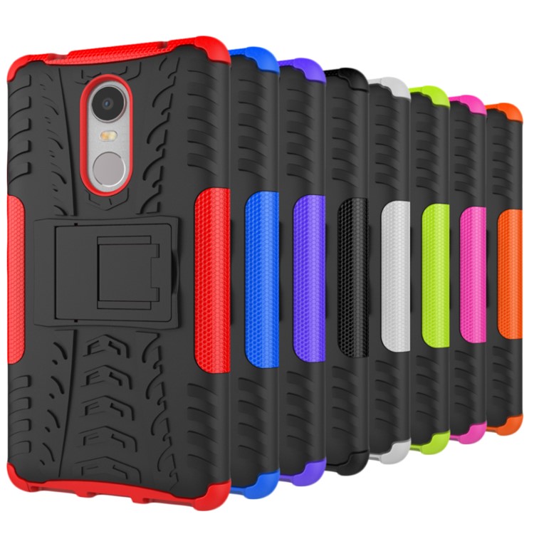 Anti-slip PC + TPU Hybrid Case Cover with Kickstand for Lenovo K6 Note - Red-3