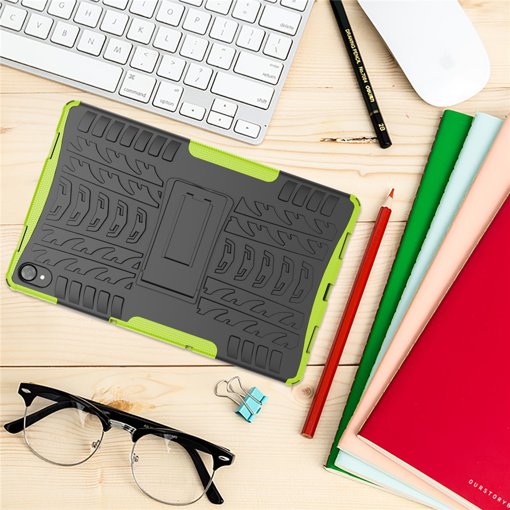 Tire Texture Kickstand Hybrid Hard PC Soft TPU Shockproof Protective Case for Lenovo Tab P11 / P11 5G - Red-8