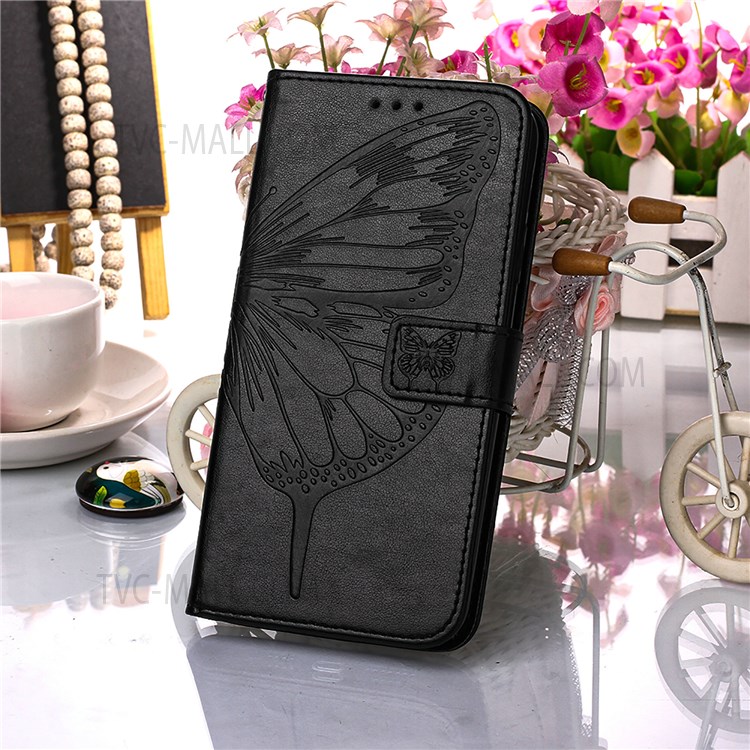 Handy Strap Imprinted Butterfly Flower Pattern PU Leather Full Protection Stand Wallet Cover Shell for Motorola Moto G9 Power - Black-8