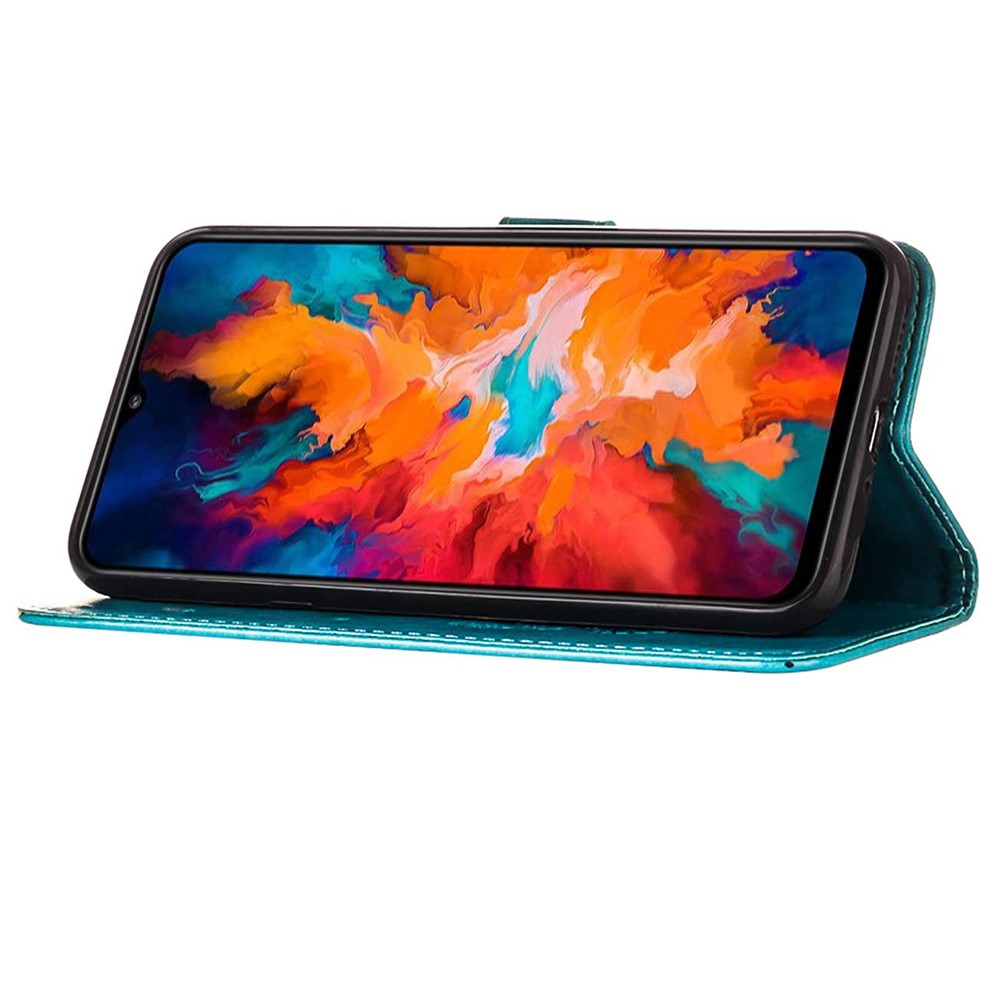 Phone Cover Butterfly Flower Imprinted Well-protected Anti-fall Leather Stand Wallet Cover for Motorola Moto G50S 5G - Blue-4