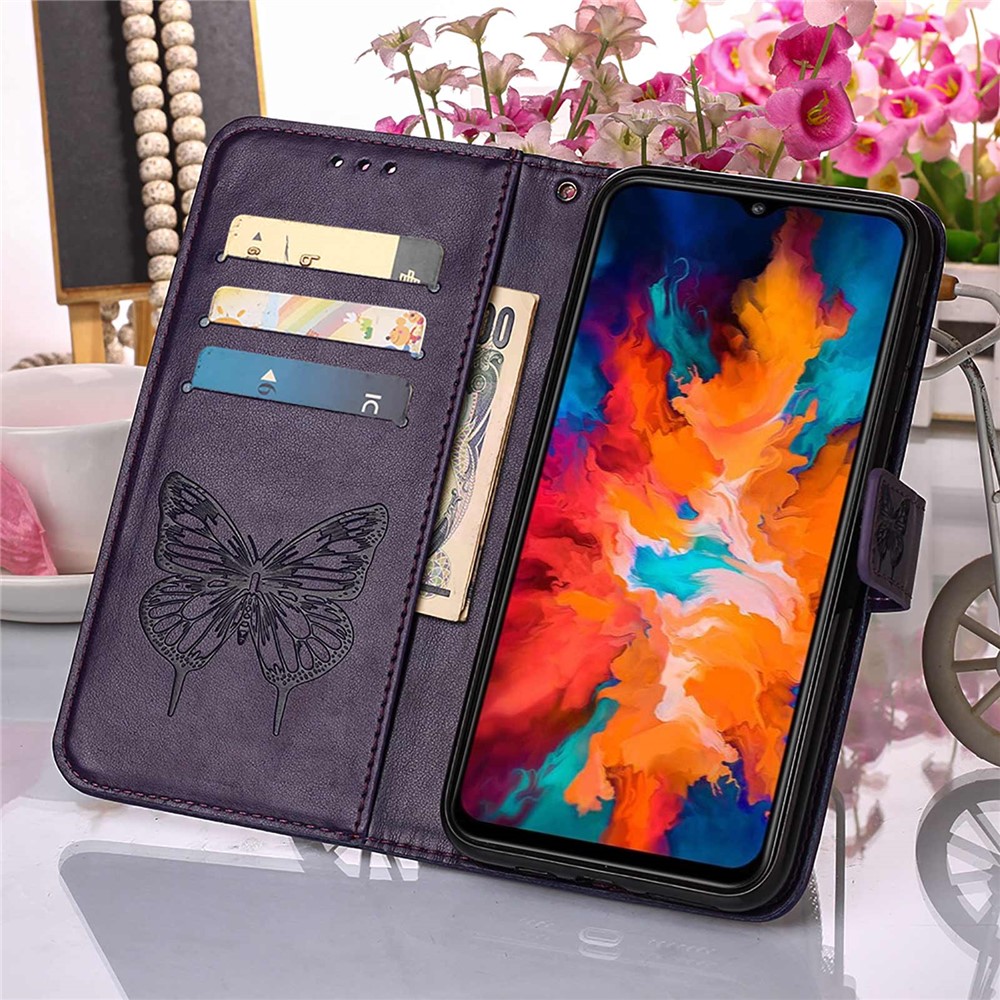 Phone Cover Butterfly Flower Imprinted Well-protected Anti-fall Leather Stand Wallet Cover for Motorola Moto G50S 5G - Purple-7