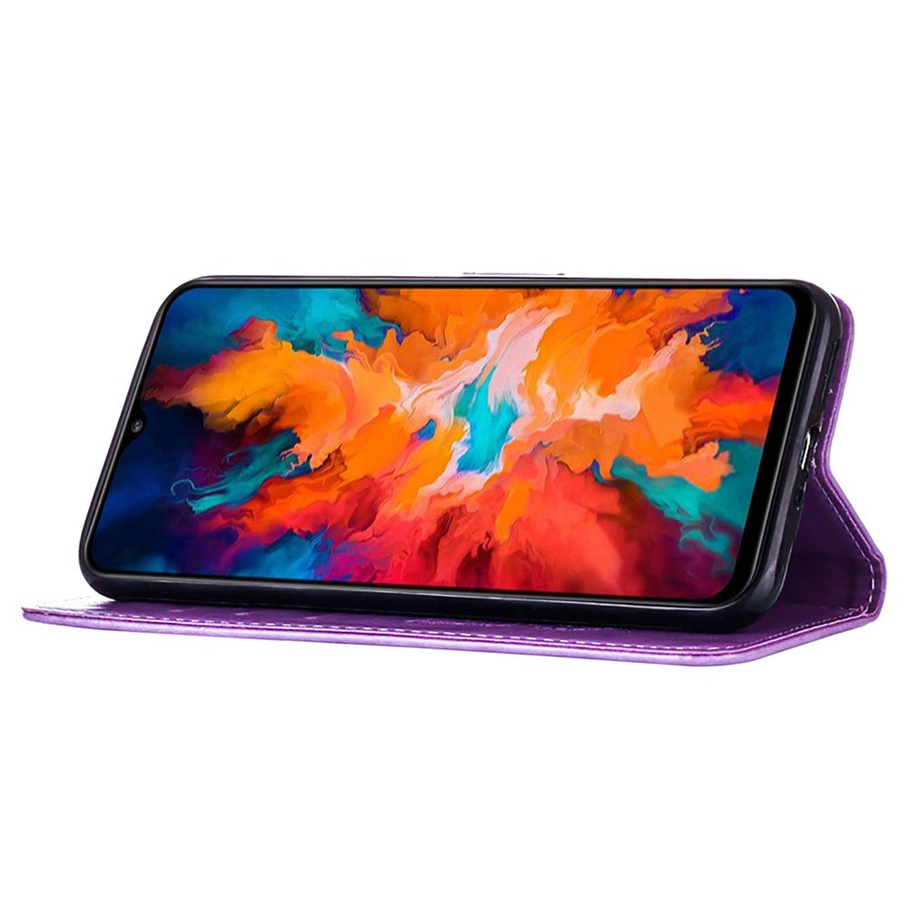 Phone Cover Butterfly Flower Imprinted Well-protected Anti-fall Leather Stand Wallet Cover for Motorola Moto G50S 5G - Light Purple-4