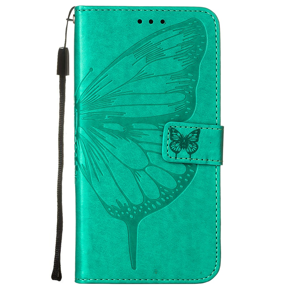 Phone Cover Butterfly Flower Imprinted Well-protected Anti-fall Leather Stand Wallet Cover for Motorola Moto G50S 5G - Green-2