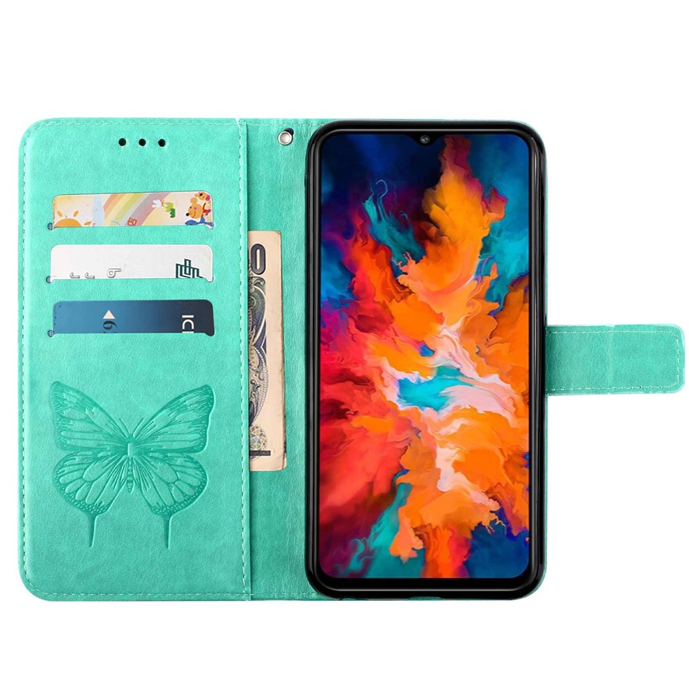 Phone Cover Butterfly Flower Imprinted Well-protected Anti-fall Leather Stand Wallet Cover for Motorola Moto G50S 5G - Green-6