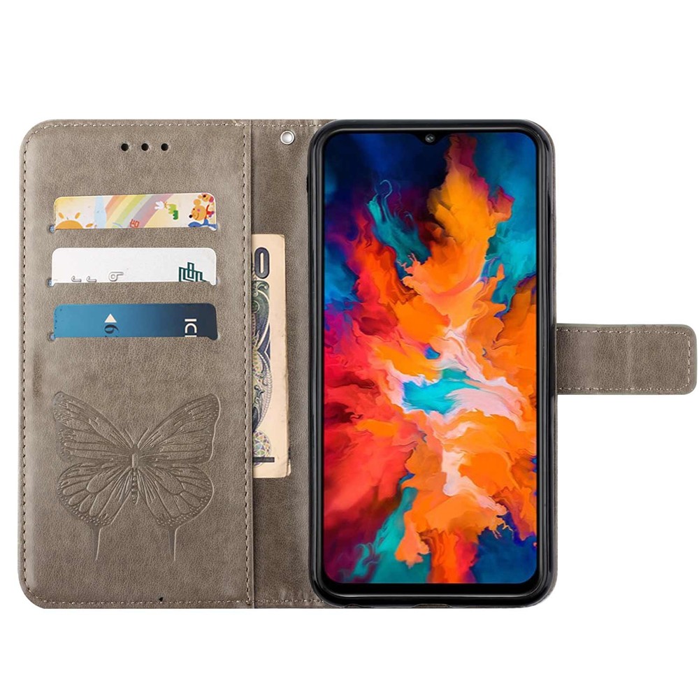 Phone Cover Butterfly Flower Imprinted Well-protected Anti-fall Leather Stand Wallet Cover for Motorola Moto G50S 5G - Grey-6