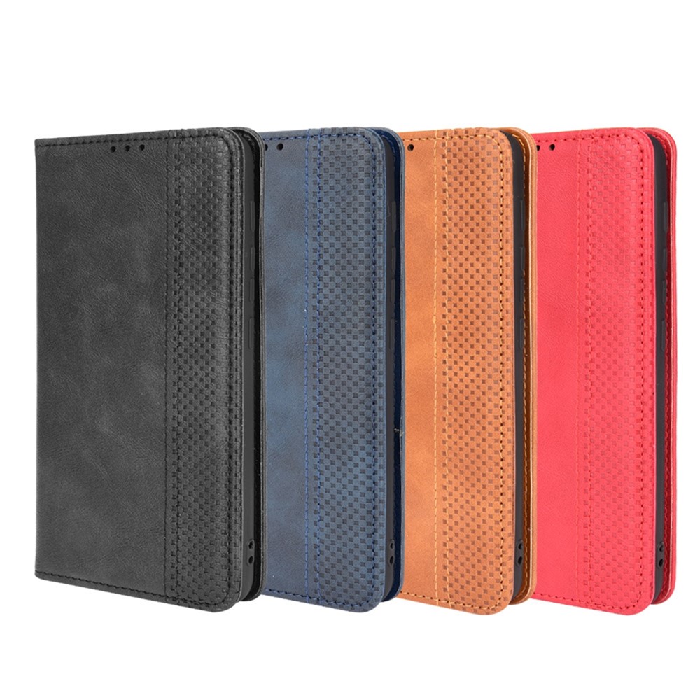 Phone Leather Case Stylish Retro Textured Surface Wallet Stand Protective Cover for Motorola Moto E20/E30/E40 - Black-10