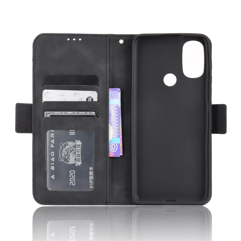 Flip Phone Case Shockproof Multiple Card Slot Design PU Leather Wallet Phone Cover for Motorola Moto E20/E30/E40 - Black-6