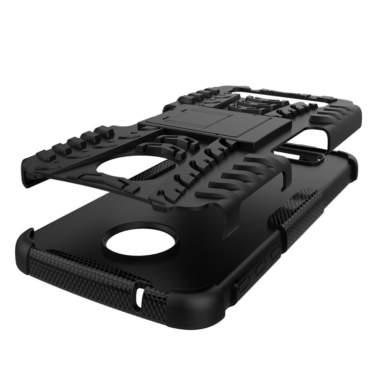 Anti-slip PC + TPU Hybrid Case with Kickstand for Motorola Moto Z Play - Black-10