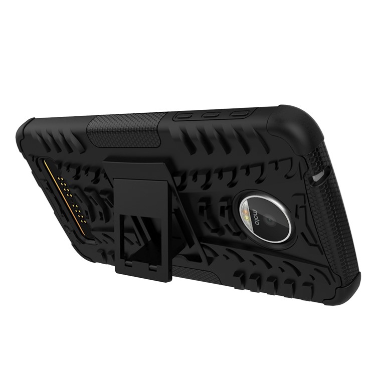 Anti-slip PC + TPU Hybrid Case with Kickstand for Motorola Moto Z Play - Black-11