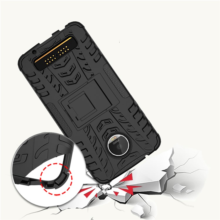 Anti-slip PC + TPU Hybrid Case with Kickstand for Motorola Moto Z Play - Black-13