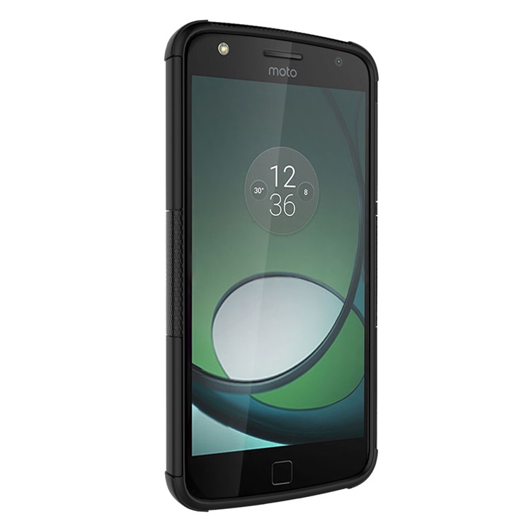 Anti-slip PC + TPU Hybrid Case with Kickstand for Motorola Moto Z Play - Black-4