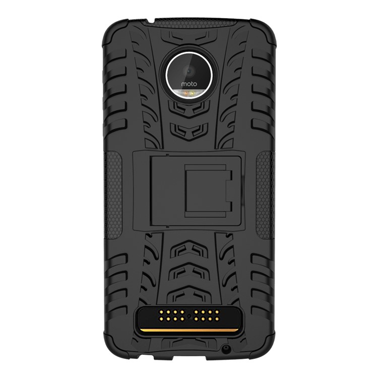 Anti-slip PC + TPU Hybrid Case with Kickstand for Motorola Moto Z Play - Black-5