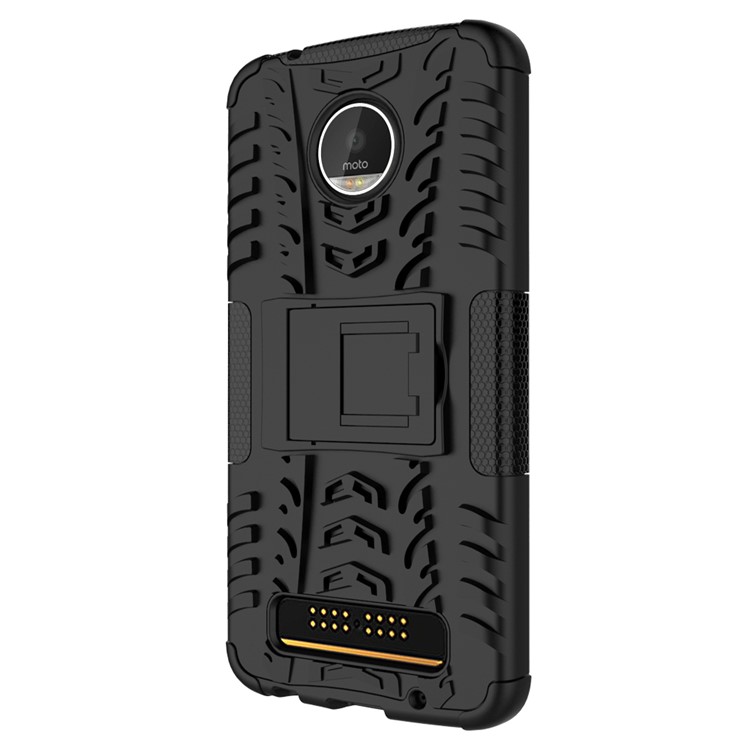Anti-slip PC + TPU Hybrid Case with Kickstand for Motorola Moto Z Play - Black-6