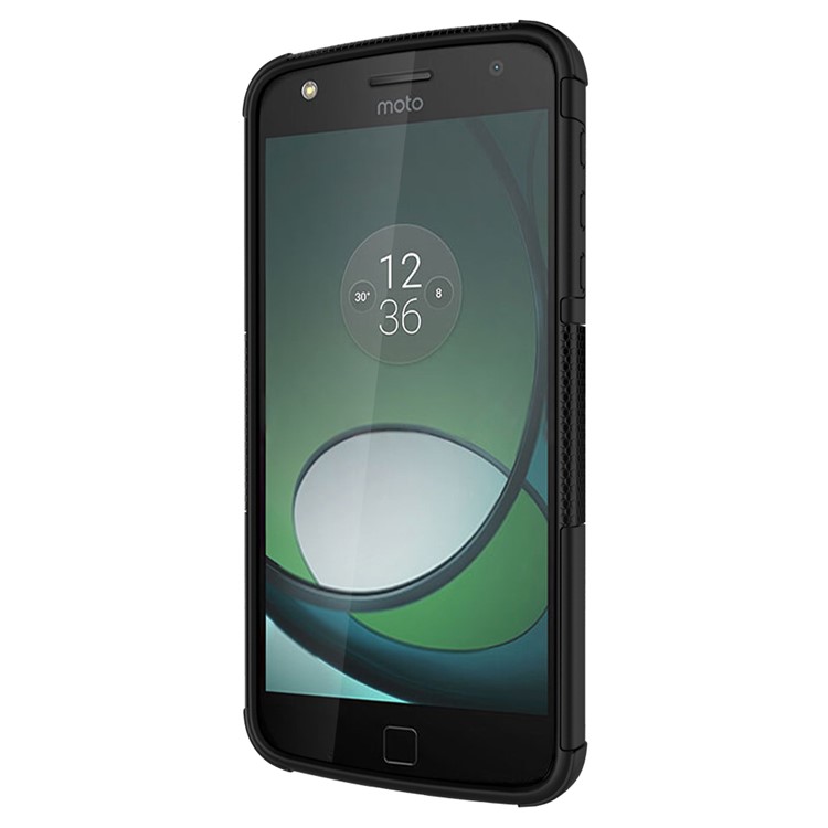 Anti-slip PC + TPU Hybrid Case with Kickstand for Motorola Moto Z Play - Black-7