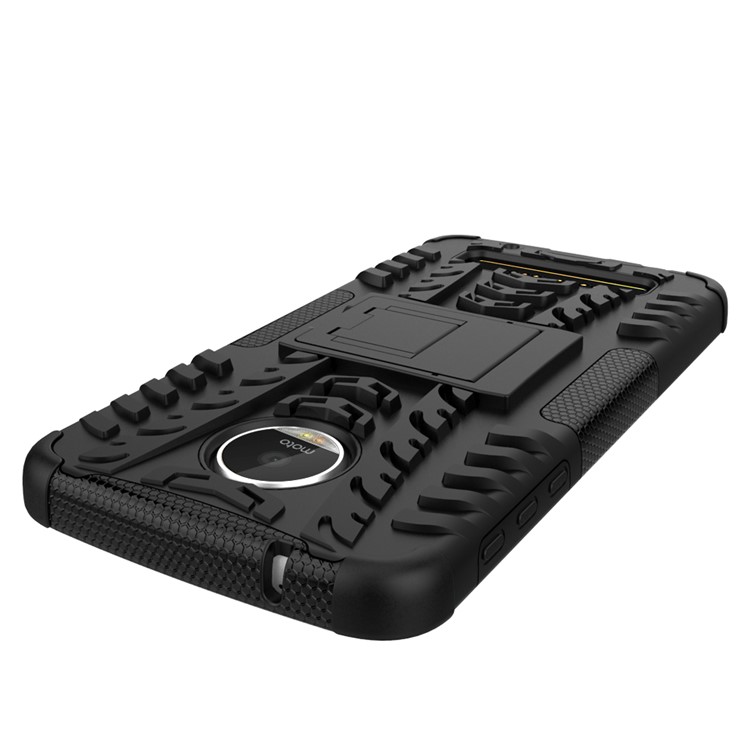 Anti-slip PC + TPU Hybrid Case with Kickstand for Motorola Moto Z Play - Black-9