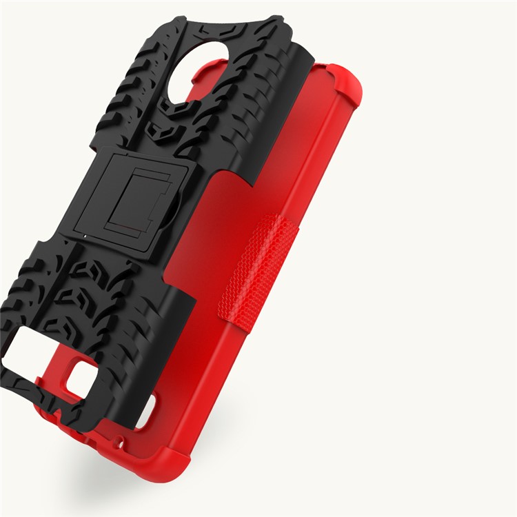 Tampa Híbrida Anti-slip PC + TPU Com Kickstand Para Motorola Moto Z Play - Vermelho-3