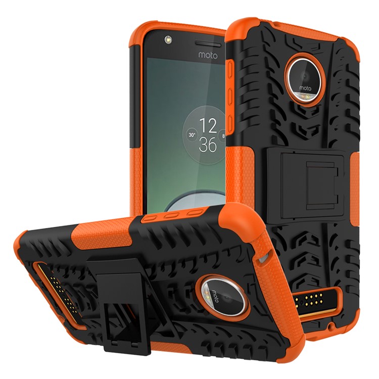 Anti-slip PC + TPU Hybrid Case with Kickstand for Motorola Moto Z Play - Orange-1