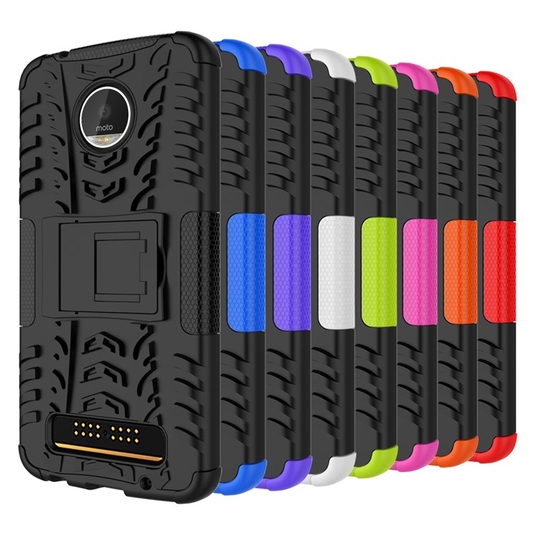 Anti-slip PC + TPU Hybrid Case with Kickstand for Motorola Moto Z Play - Orange-4