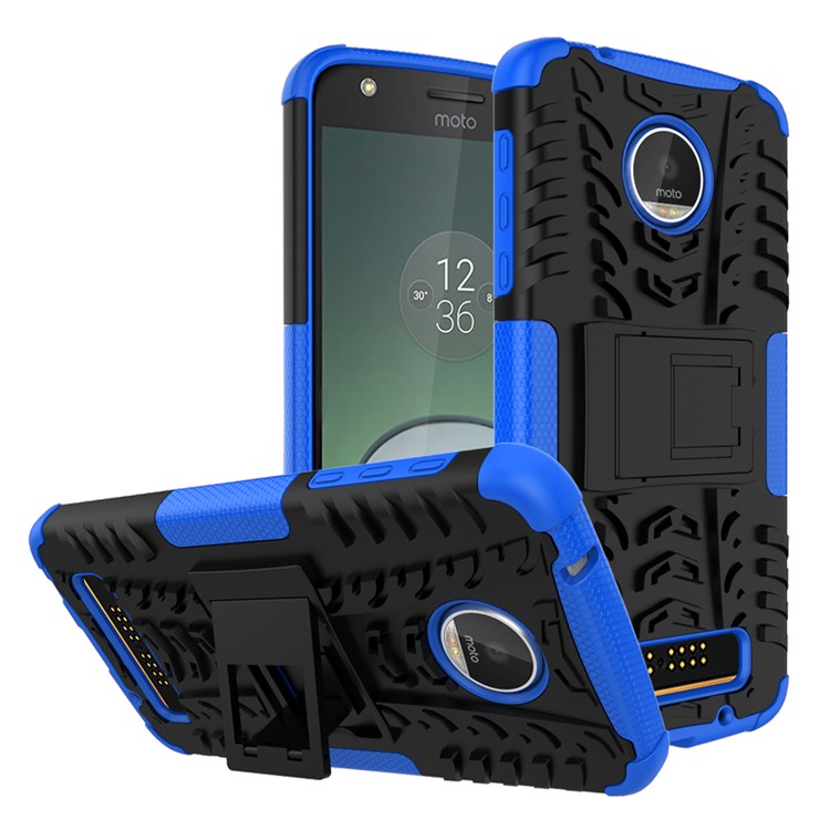 Anti-slip PC + TPU Hybrid Cover Case with Kickstand for Motorola Moto Z Play - Blue-1