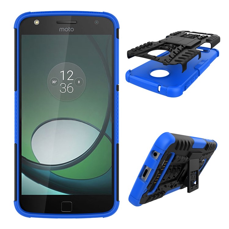 Anti-slip PC + TPU Hybrid Cover Case with Kickstand for Motorola Moto Z Play - Blue-2