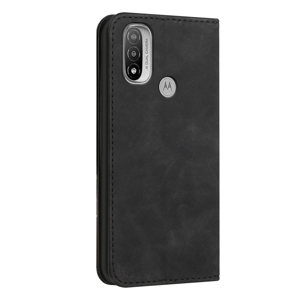 Phone Cover Business Style Skin-touch Feel Wallet Design Case with Stand for Motorola Moto E30/E40 - Black-3