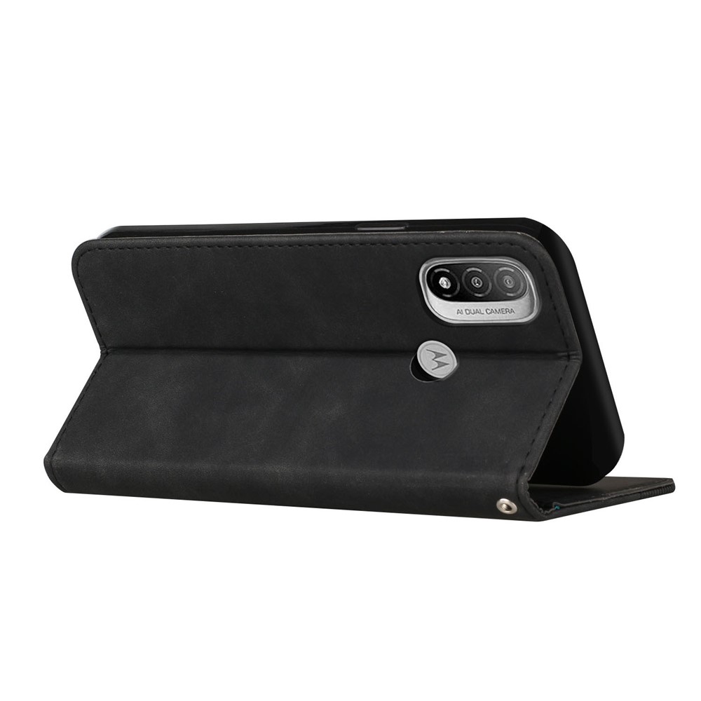 Phone Cover Business Style Skin-touch Feel Wallet Design Case with Stand for Motorola Moto E30/E40 - Black-4