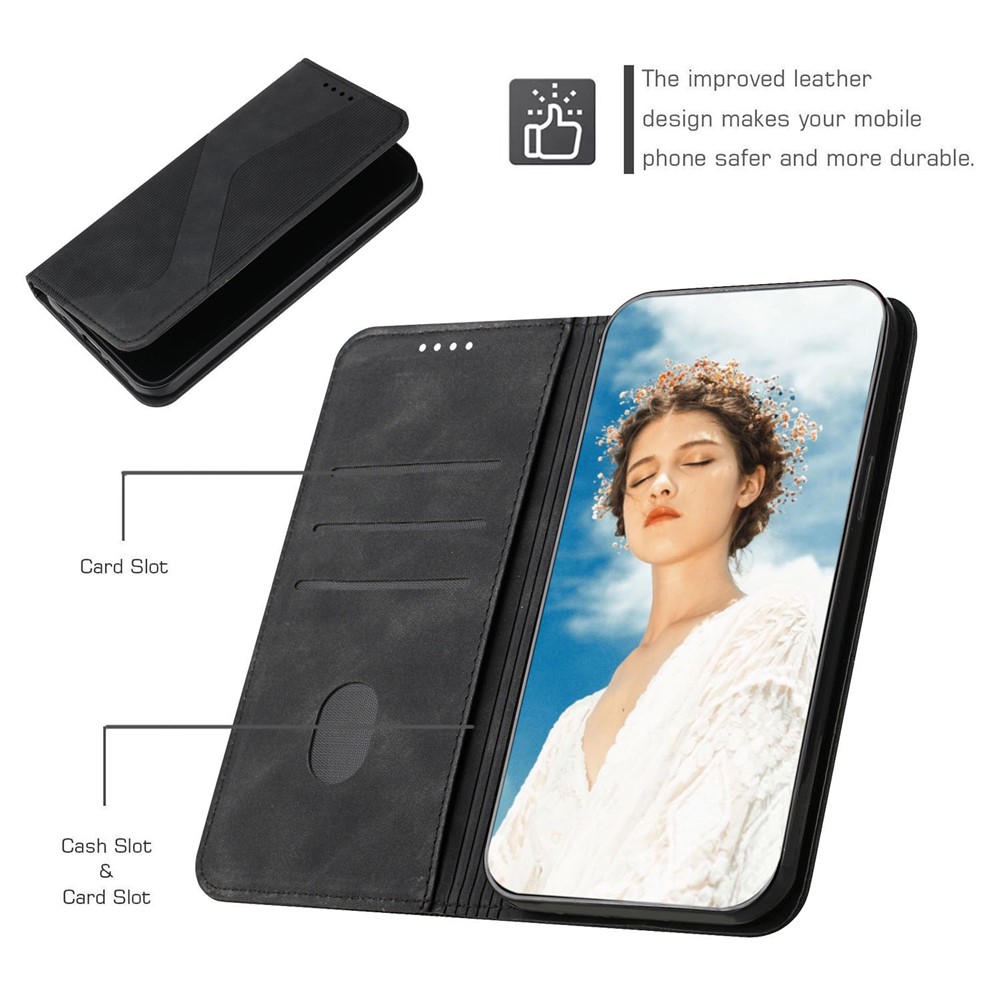 Phone Cover Business Style Skin-touch Feel Wallet Design Case with Stand for Motorola Moto E30/E40 - Black-7