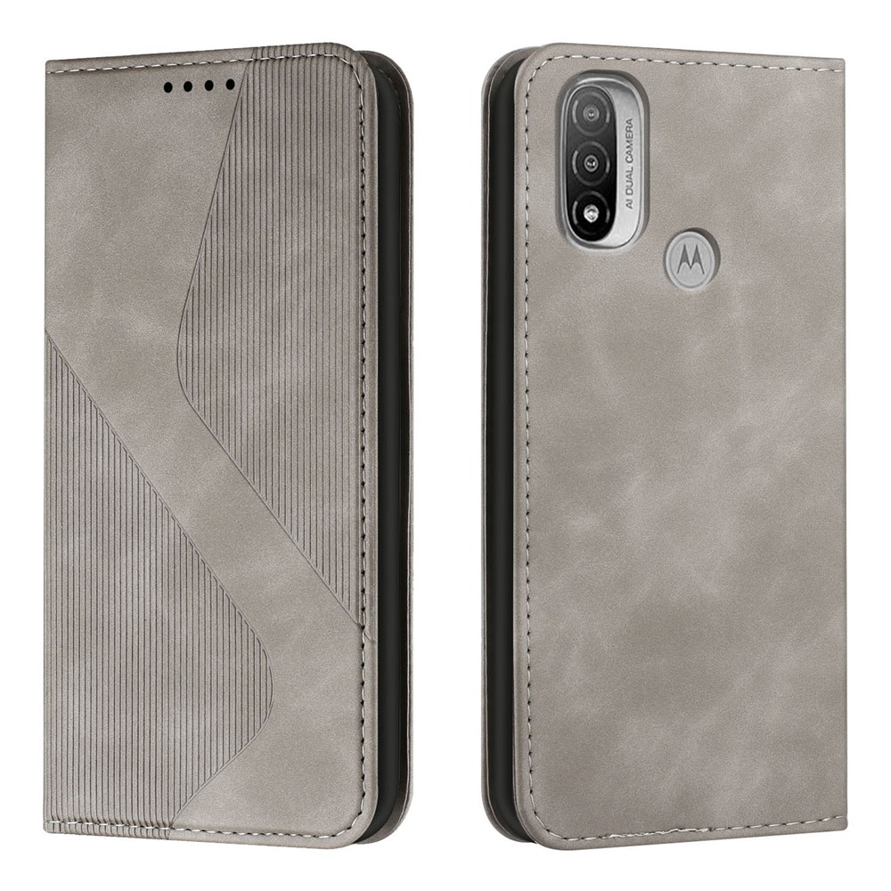 Phone Cover Business Style Skin-touch Feel Wallet Design Case with Stand for Motorola Moto E30/E40 - Grey-1