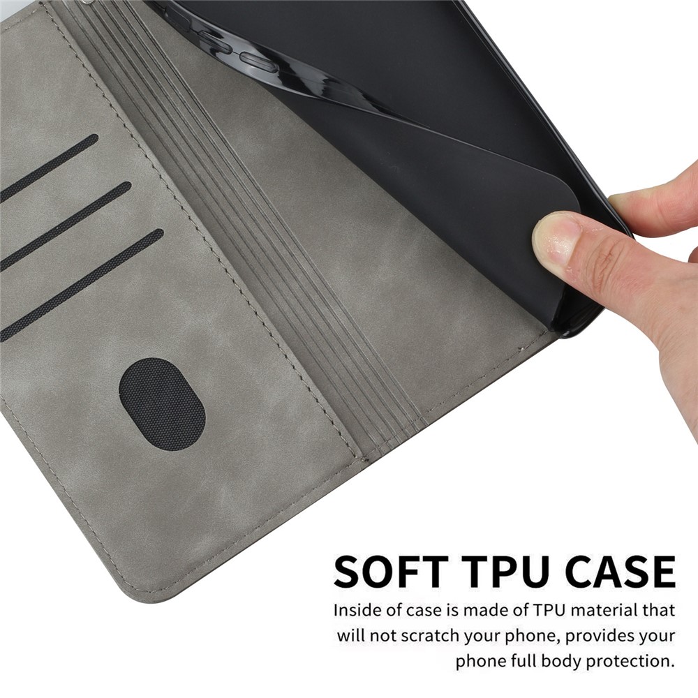 Phone Cover Business Style Skin-touch Feel Wallet Design Case with Stand for Motorola Moto E30/E40 - Grey-10