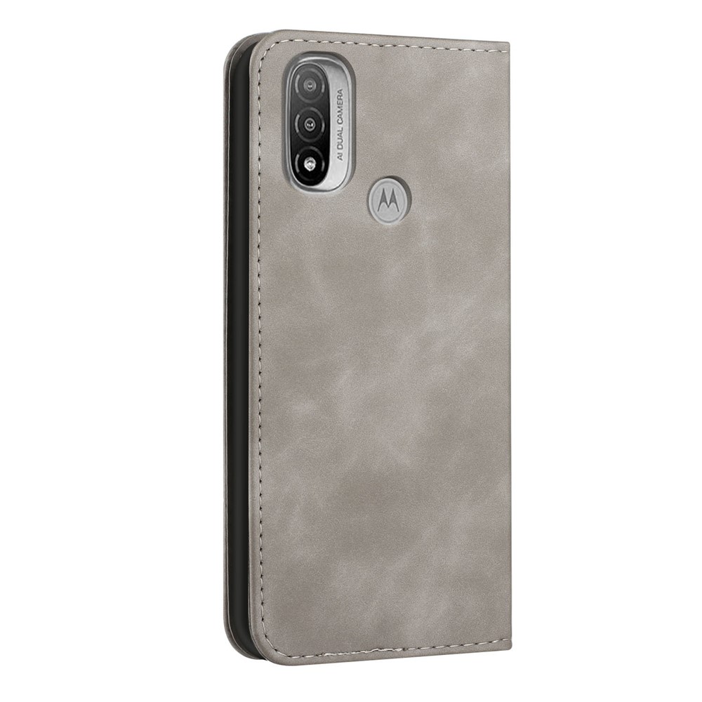 Phone Cover Business Style Skin-touch Feel Wallet Design Case with Stand for Motorola Moto E30/E40 - Grey-3