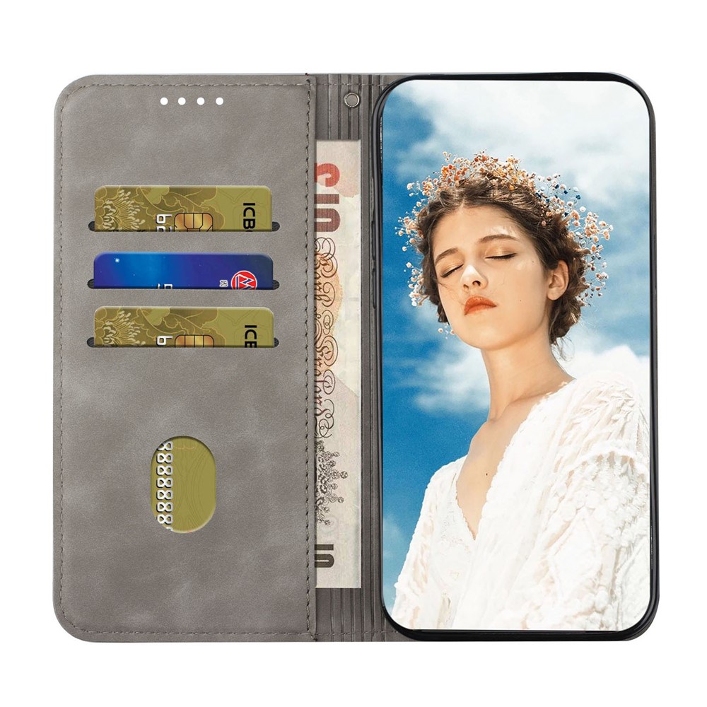 Phone Cover Business Style Skin-touch Feel Wallet Design Case with Stand for Motorola Moto E30/E40 - Grey-5