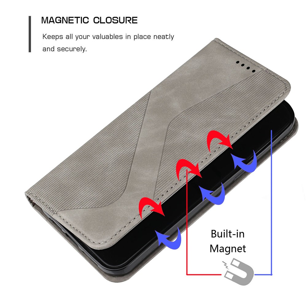 Phone Cover Business Style Skin-touch Feel Wallet Design Case with Stand for Motorola Moto E30/E40 - Grey-6